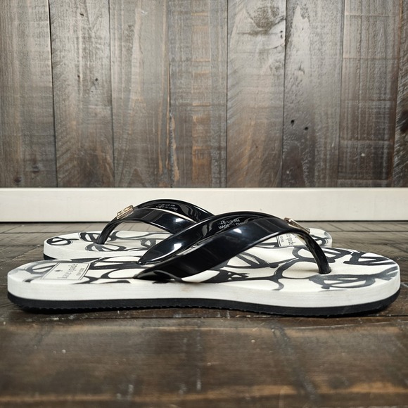Kate Spade White Black Glasses Pattern Flip Flop Thong Sandals Size Small 5-6 - Picture 8 of 10